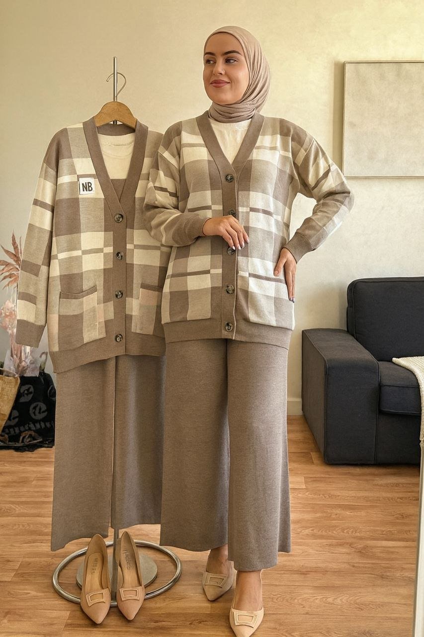 طقم صوفي 3 قطع بارد بإطلالة محتشمة - Image 9